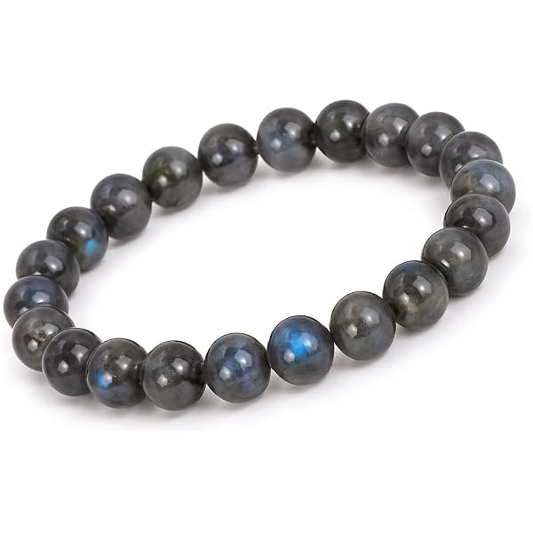 Bracciale Elastico In Pietra Naturale Labradorite – Perle Ottagonali 8mm Per Donna (Lunghezza 16-19 Cm)