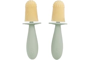 EZ PZ ezpz Tiny Pops (2-Pack) - Silicone Popsicle Ice Lolly Mold for Infants - Easy for Baby’s Grasp - Dishwasher Safe - 4 Months+ (Sage)