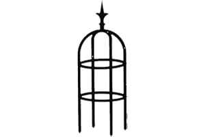 RURUNKLEE 120cm Garden Obelisk Climbing Plant Flowers Metal Frame Trellis Vines Floral Decor Black Yard Round Weather-Proof