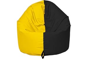 Momiralland Sitzsack 2 in 1 Funktion für bequemes Sitzen & Liegen – Indoor & Outdoor da er Wasserfest ist – Bdenkissen – für Kinder & Erwachsene (Schwarz - Gelb, 145 cm - Durchmesser)