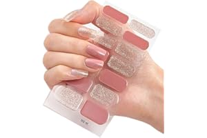 EHOTER Set di 14 adesivi per unghie in gel semi-indurito, adesivi per unghie, per lampada UV, design 3D per smalto per unghie, adesivi per nail art in gel alla moda (E)