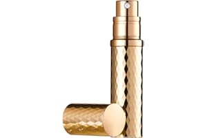 Aurdox Perfume Atomiser, 5ml Refillable Travel Size Perfume Bottle, Leaking Proof, Bottom Pump without Funnel, elegant portable size for women and men, dimond design (Gold)
