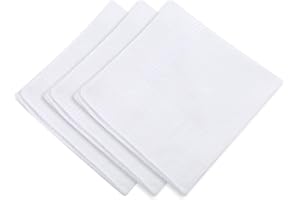 Piriuuo 3 Stück Weiße Herren Taschentücher, Taschentücher aus Bio-Baumwolle Stoff Taschentücher Herren 40 * 40 cm Weiches Taschentuch aus Reiner Baumwolle Kleine Einstecktücher für Frauen und Männer