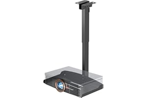 PUTORSEN Support pour Projecteur Videoprojecteur Plafond - Réglable en Hauteur Support Videoprojecteur Mural,Installation sans Perçage,Gestion Cachée des Câbles,Supporte Jusqu'à 10 Kg,Noir