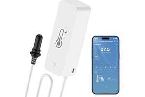 WIOONI Sensore WiFi igrometro termometro, mini termometro con sensore esterno, interno esterno per serra, acquario, frigorifero, rettile, terrario, lavoro con l'app Smart Life/Tuya, 1 confezione