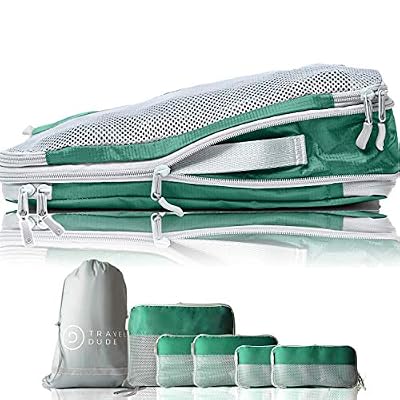 TRAVEL DUDE Set de Cube de Rangement avec Housse de Rangement | Organisateur de Sac pour valises et Sac à Dos |Sac Etanche et Ultra léger (Olive Verte, 4 pièces)