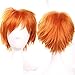 S-noilite UK Short Full Wig Unisex Cosplay Party Fancy Daily Dress Syntheic Adjustable Dark Orange