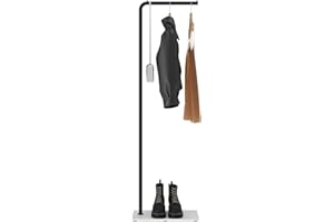 LOFTPLUS Perchero Robusto Perchero de Metal - 150cm Perchero Moderno para Colgar Ropa, Sombreros y Bolsos, Perchero para Entrada, Sala de Estar, Dormitorio, Oficina(Negro)