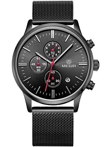 megir Mesh Band Uhren Fashion Luminous 6-hand Analog Chronograph 3ATM Wasserdicht Quarz Uhren megir Mesh Band Uhren Fashion Luminous 6-hand Analog Chronograph 3ATM Wasserdicht Quarz Uhren