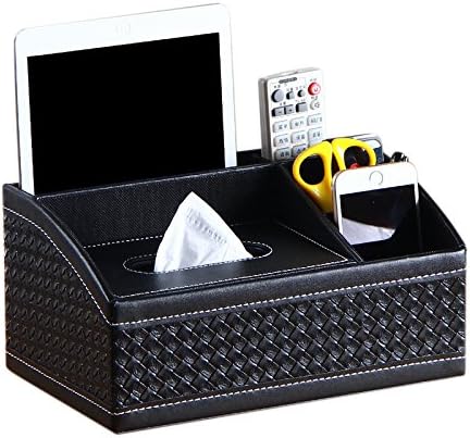 Trapezoid Multi Purpose Tissue Box Holder Organizer,Ipad,Iphone,Cosmetic Storage (BLACK BRAIDED PATTERN TC03(LS-3))