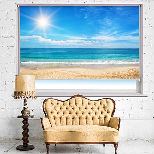 TROPICAL GOLDEN BEACH AND SEA Printed Picture Photo Roller Blind - Custom Made Printed Window Blind