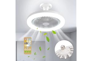 YUYTE Silenzioso Ventilatore da Soffitto, Ventilatore da Soffitto con Luci e Telecomando, 36 W LED Lampada Integrata e Telecomando Dimmerabile E27 Ventilatore Camera da Pranzo Cucina Plafoniera