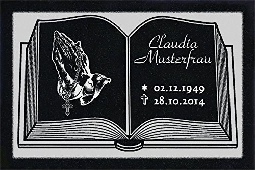 GRANIT Grabstein, Grabplatte oder Grabschmuck mit dem Motiv "Buch-g02" und Ihrem Text/Daten von LaserArt24