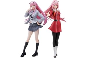 Jilijia 2 Stück Anime Darling in The Franxx Zero Two Actionfigur 02 Statue PVC Anime Mädchen Figur Charakter Modell Handgemachte Home Desktop Dekoration