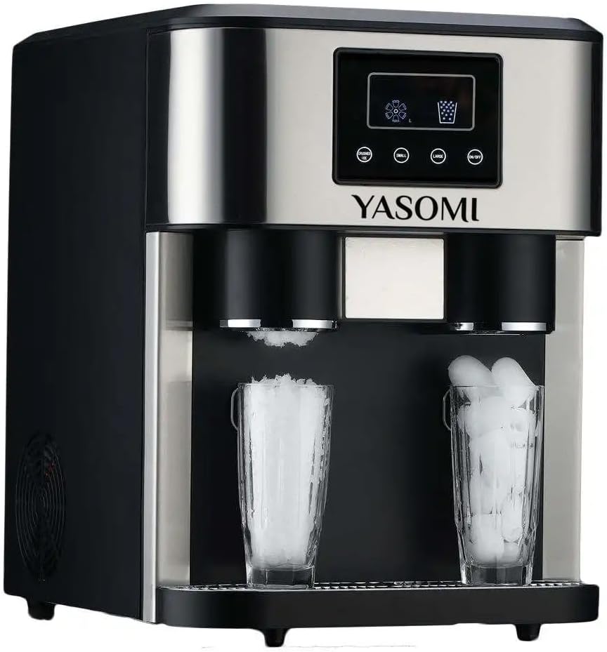 Yasomi Coolmaster ZBS15 3in1 Küp & Kırılmış Buz, Soğuk Su LCD Dokunmatik Inox Gövde 2l Tanklı Buz Makinesi
