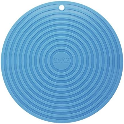 CREATESTAR Dia 11",round Waves Design Silicone Trivet,trivet,pot Holder,placemat,jar Opener,spoon Rest and Garlic Peeler (set of 2) Non Slip,flexible,durable,dishwasher Safe,heat Resistant Hot Pads (Blue)