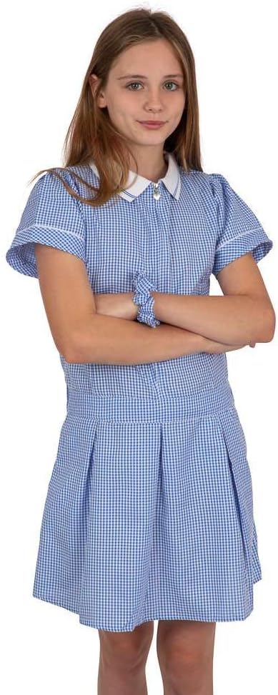 Listers Schoolwear Girl's School Uniform Pleated Gingham Summer Dress + Hair Bobble Age 3 4 5 6 7 8 9 10 11 12 13 14 15 16 17 18 Years