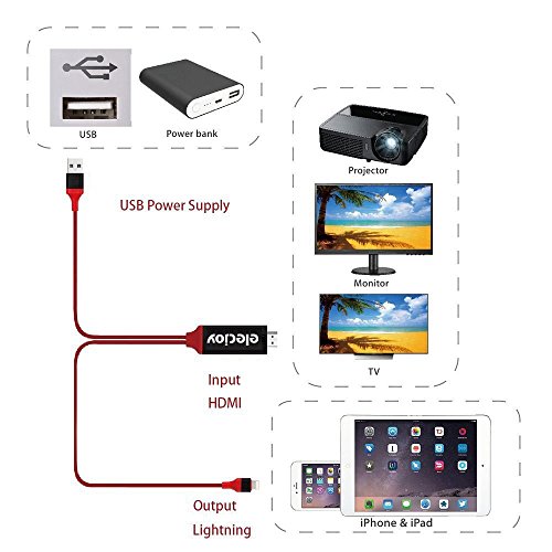 Lightning Kabel, 6.6 ft HDMI zu HDMI, 1080p HDMI Video AV-Kabel Stecker Umwandlung gleichen Bildschirm Gerät HDTV Adapter für iPhone 7/6/5 Serie, Pad Air/Mini/Pro, Pod Touch (5. Generation) Lightning to HDMI - 5
