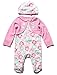 M&Co Baby Girl Long Sleeve Floral Print Mock Cardigan Sleepsuit And Hat Outfit Set Pink 12/18 Mnth