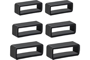 MOZEAT LENS 6 Pcs Watch Band Keepers - 18mm/20mm/22mm Silicone Strap Holder Loops and Retainer Black Rubber Fastener Rings for Smart Sport Watch Parts