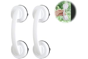 Kytpyi agarraderas baño para mayores, 2PCS agarrador ducha personas mayores, Rieles agarre antideslizantes para ducha con ventosa, riel de agarre con ventosa para puerta corredera de vidrio (Blanco)