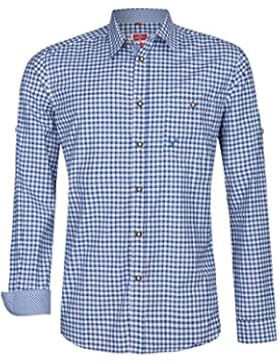 Trachtenhemd Hannes kariert in 10 versch. Farben (Gr. XS-XXXL) mit Krempelärmel Slim Fit