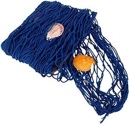 W.Air Decorative Nautical Fish Net With Shells Luau Party Wall Decor Blue