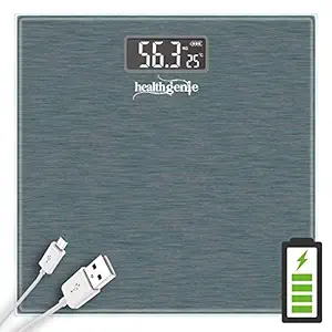 Healthgenie Digital Weight Machine For Body Weighing Scale With USB Charging & 1 Year Warranty (Dark Grey).