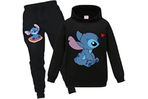 OAIXIUR Girls Outfit Blue Cat Printing Hoodie & Joggers Boys Sportswear Clothing Sets