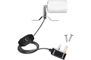 Luxvista Ceramic Reptile Heat Lamp Holder with Dimmer Switch, E27 100W 180°Rotatable Lamp Socket and Heating kit for Pets 1.8 Meters UK Plug AC 220-240V (NO BULBS)