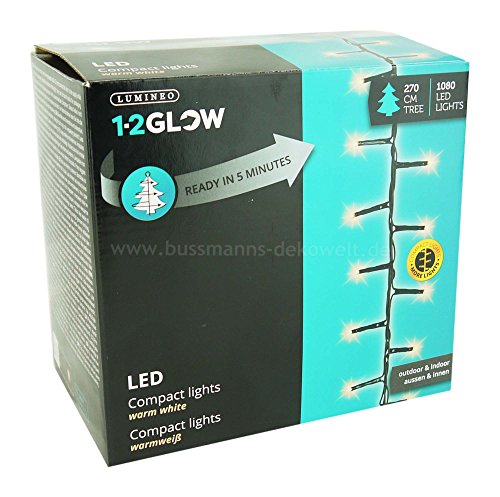 Preisvergleich Produktbild LED Baum Lichterkette 1080 LEDs warmweiß transparentes Kabel innen außen