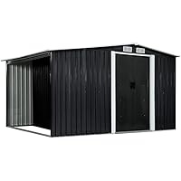 vidaXL Gerätehaus mit Schiebetüren 4 Lüftungsklappen Geräteschuppen Garten Schuppen Gartenhaus Gartenschuppen Anthrazit…