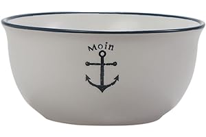 Seaside No.64 - Ciotola in gres porcellanato – stoviglie accessori da cucina – design marittimo – Ancoraggio barca di carta – blu e bianco – articolo regalo – Capacità circa 450 ml (ciotola ancora,