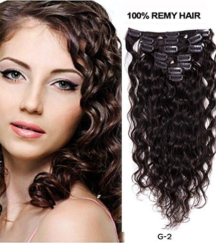 Romantic Angels 18''20''22''24'' Remy Brazilian Clip in Human Hair Extensions Deep Curly 7pcs Set Dark Brown#2 (22'')