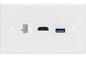 Baverta Panneau de prise-panneau de plaque murale ménage CAT6 + HDMI + USB3.0 panneau de prise d'interface panneau de plaque murale à clipser norme américaine