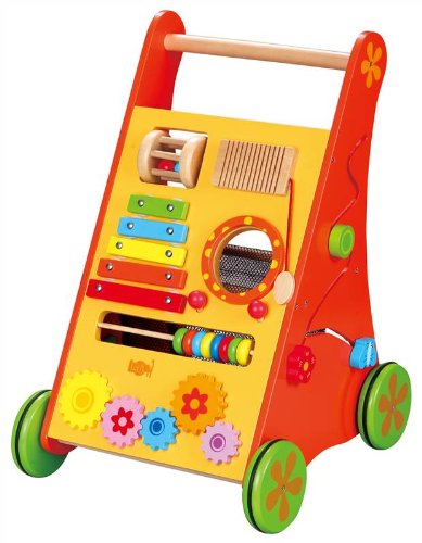 Lelin 9 in 1 Children Kids Wooden Activity Learning Cart Push Along Walking Toy