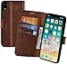 Produktbild Suncase Book-Style Echt Leder Tasche für iPhone XR Schutzhülle Handytasche (Slim-Fit) Wallet Case Hülle (mit Standfunktion und Kartenfach - Bruchfester Innenschale) in Antik-Coffee