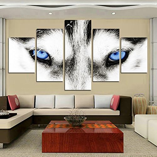 Include Frame Modern HD Painting Wall Art Modular Poster 5 Panel Animal Wolf Printed Canvas Living Room Pictures Home Decoration Framework,size 2