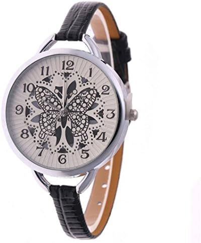 GreatestPAK, 2018 Women Fashion Wrist Watches, Thin Belt Butterfly Hollow Watch Strap (Black)