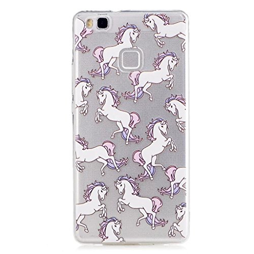 MUTOUREN Huawei P9 Lite Handyhülle Schutzhülle Hülle Case Transparent Durchsichtig TPU Kristall Clear Case Backcover Anti-Fingerprint Bumper Slimcase-Einhorn Pferd