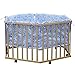 BABY VIVO WOODEN PLAYPEN 6-SIDE WITH REMOVABLE WASHABLE INLAY BLUE