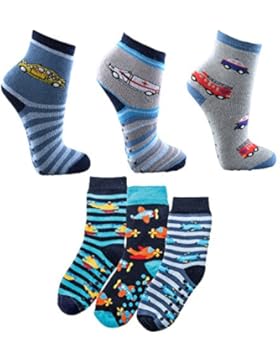 Baby Socken,6er Pack,Baumwolle,Jungen,Motiv Dino-Auto