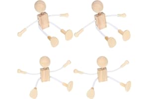 HEALIFTY Figure in legno, 4 bambole piegate in legno naturale, da dipingere per bambini, set fai da te per decorazioni da tavolo e progetti fai da te