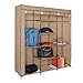 Produktbild Harima Victual Canvas Kleiderschrank in Beige | Stoffkleiderschrank mit 3 Türen und Kleiderstange | Faltschrank für das Schlafzimmer | Mit 5 Bonus Kleiderbügeln | 175 x 150 x 45 cm (H x W x D)