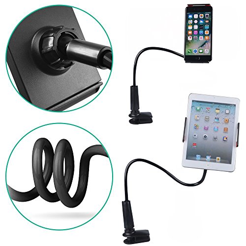 myarmor Schwanenhals iPhone iPad Stand Handy Tablet Halterung lange Bolt Klemme mit Halterung für Tablet oder Handy Geräte 10,2–26,9 cm 360 Grad drehbar Flexibler Arm - 6