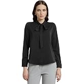 Van Heusen Women's Polyester Regular Fit Full Sleeve Tie Neck Formal Top