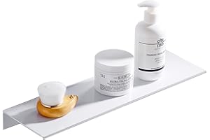 Biutimarden Bathroom Shelf 30cm White No Drill Bathroom Shelves Self Adhesive Rustproof Wall Mounted Storage Aluminum Bathroom Accessories Organiser for Bathroom Kitchen Toilet