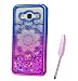 Produktbild Samsung Galaxy J3 2016 Case, Blue Purple Plating Design, Edaroo 3d Cool Flowing Liquid Bling Sparkle Purple Glitter Style Beautiful Totem Mandala Floral Pattern Slim Thin Fits Soft Rubber TPU Bumper Protective Case Cover for Samsung Galaxy J3 (2016)
