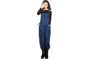 YUANDIANN YuanDian Damen Denim Latzhose Weites Bein Drucken Große Größen Overalls Latzjeans Strampler Jeans Boyfriend Loose Fit Mutterschaft übergroße Jumpsuits Hose