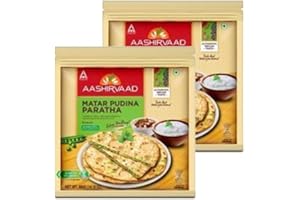 VEENAS Aashirvaad Matar Pudina Paratha | 400G | Matar Pudina Stuffed Paratha | Flat Bread Dish | Breakfast Food | Ready to Eha | 100% Fresh | Indian Origin (Pack of 2)